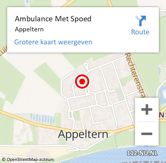 Locatie op kaart van de 112 melding: Ambulance Met Spoed Naar Appeltern op 18 juni 2024 18:42