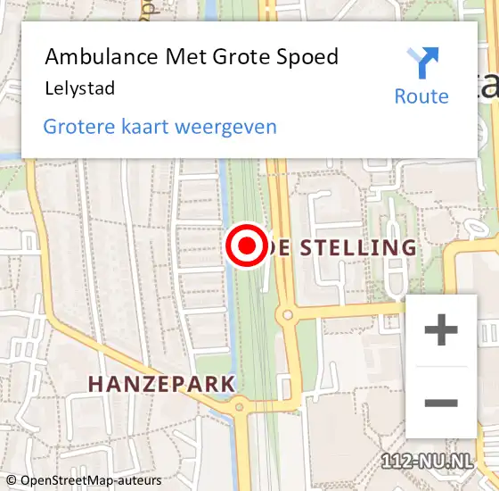 Locatie op kaart van de 112 melding: Ambulance Met Grote Spoed Naar Lelystad op 18 juni 2024 18:44