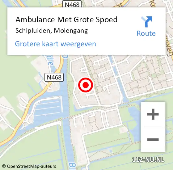 Locatie op kaart van de 112 melding: Ambulance Met Grote Spoed Naar Schipluiden, Molengang op 18 juni 2024 18:46