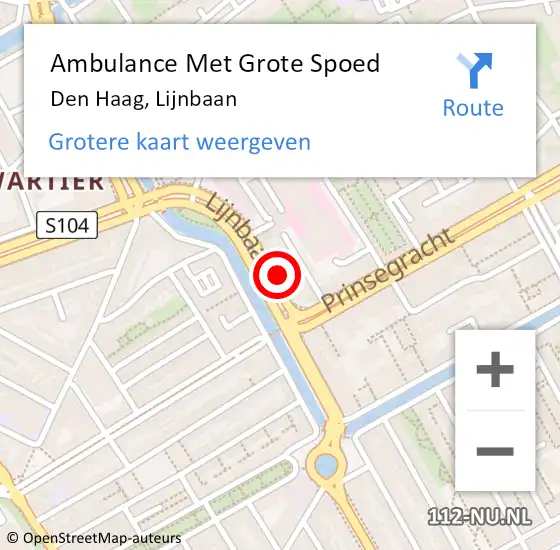 Locatie op kaart van de 112 melding: Ambulance Met Grote Spoed Naar Den Haag, Lijnbaan op 18 juni 2024 18:52