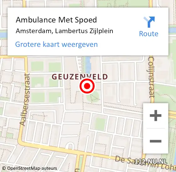 Locatie op kaart van de 112 melding: Ambulance Met Spoed Naar Amsterdam, Lambertus Zijlplein op 18 juni 2024 18:56