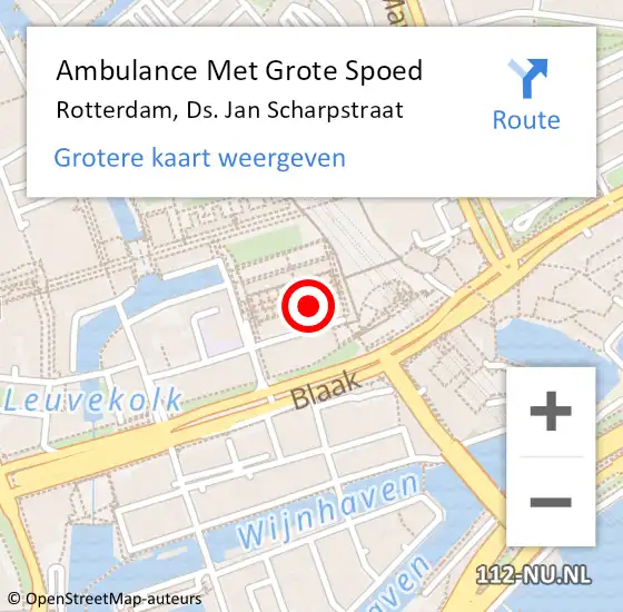 Locatie op kaart van de 112 melding: Ambulance Met Grote Spoed Naar Rotterdam, Ds. Jan Scharpstraat op 18 juni 2024 19:16