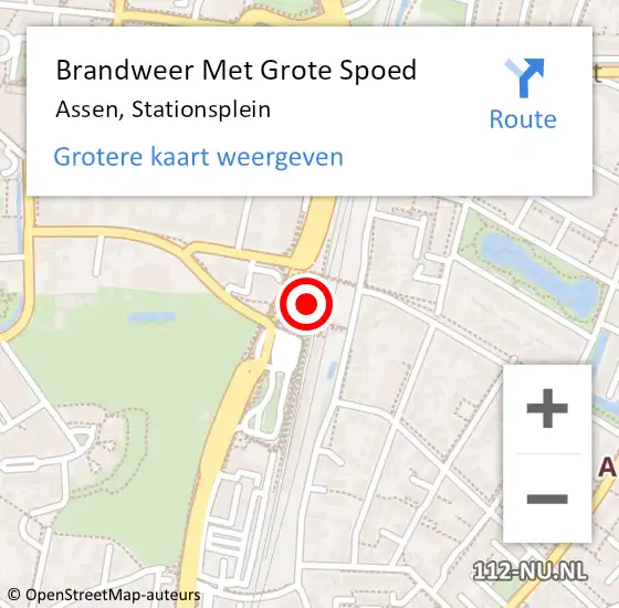 Locatie op kaart van de 112 melding: Brandweer Met Grote Spoed Naar Assen, Stationsplein op 18 juni 2024 19:16