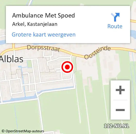 Locatie op kaart van de 112 melding: Ambulance Met Spoed Naar Arkel, Kastanjelaan op 18 juni 2024 19:22