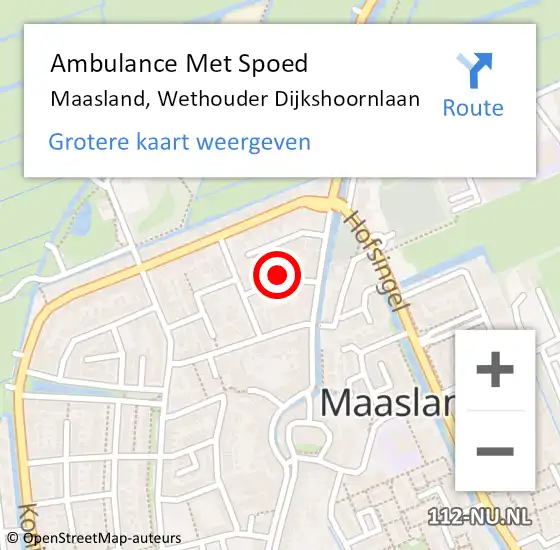 Locatie op kaart van de 112 melding: Ambulance Met Spoed Naar Maasland, Wethouder Dijkshoornlaan op 18 juni 2024 19:26