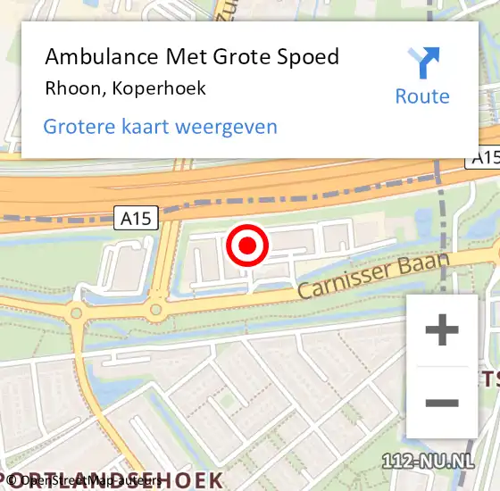 Locatie op kaart van de 112 melding: Ambulance Met Grote Spoed Naar Rhoon, Koperhoek op 18 juni 2024 19:34