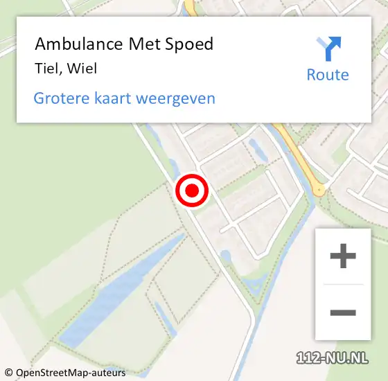 Locatie op kaart van de 112 melding: Ambulance Met Spoed Naar Tiel, Wiel op 18 juni 2024 19:46