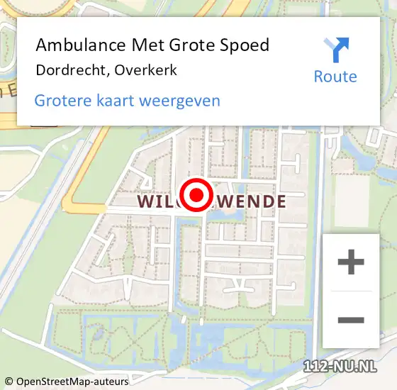 Locatie op kaart van de 112 melding: Ambulance Met Grote Spoed Naar Dordrecht, Overkerk op 18 juni 2024 19:50