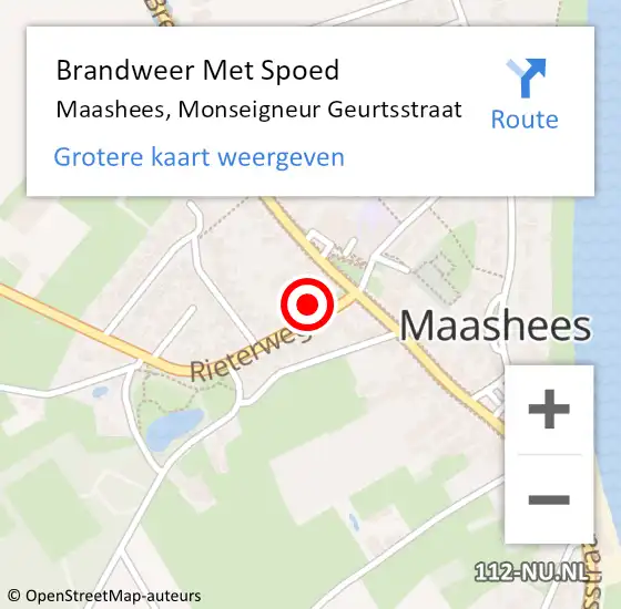 Locatie op kaart van de 112 melding: Brandweer Met Spoed Naar Maashees, Monseigneur Geurtsstraat op 18 juni 2024 19:52