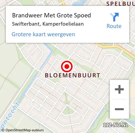 Locatie op kaart van de 112 melding: Brandweer Met Grote Spoed Naar Swifterbant, Kamperfoelielaan op 18 juni 2024 19:57