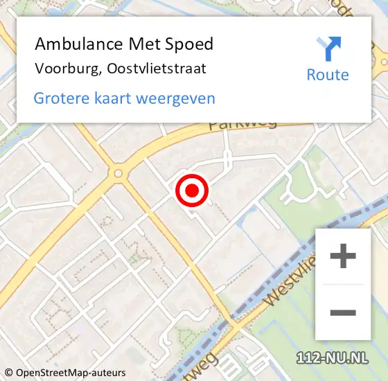 Locatie op kaart van de 112 melding: Ambulance Met Spoed Naar Voorburg, Oostvlietstraat op 18 juni 2024 20:08