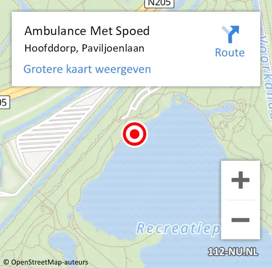 Locatie op kaart van de 112 melding: Ambulance Met Spoed Naar Hoofddorp, Paviljoenlaan op 18 juni 2024 20:20