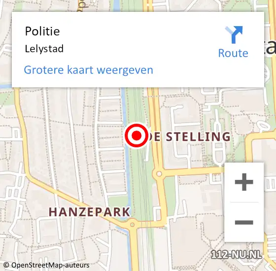 Locatie op kaart van de 112 melding: Politie Lelystad op 18 juni 2024 20:25