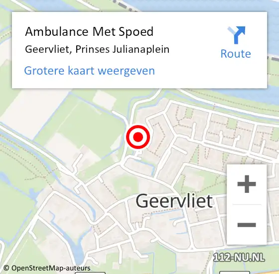 Locatie op kaart van de 112 melding: Ambulance Met Spoed Naar Geervliet, Prinses Julianaplein op 18 juni 2024 20:33