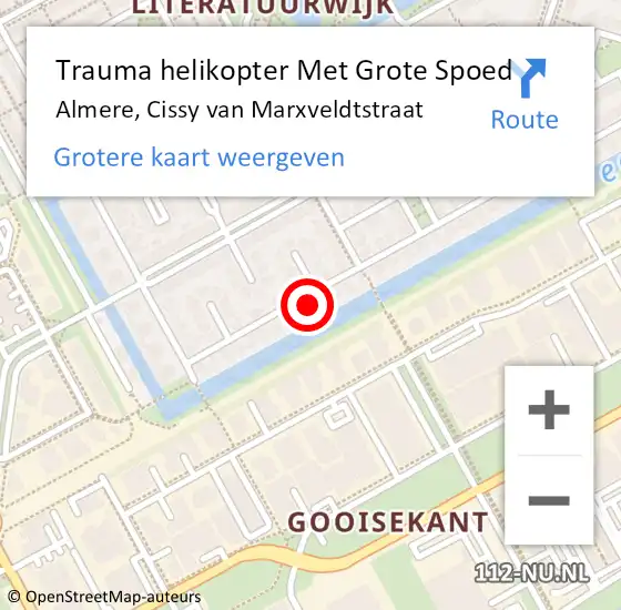 Locatie op kaart van de 112 melding: Trauma helikopter Met Grote Spoed Naar Almere, Cissy van Marxveldtstraat op 18 juni 2024 20:36