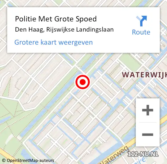 Locatie op kaart van de 112 melding: Politie Met Grote Spoed Naar Den Haag, Rijswijkse Landingslaan op 18 juni 2024 20:45