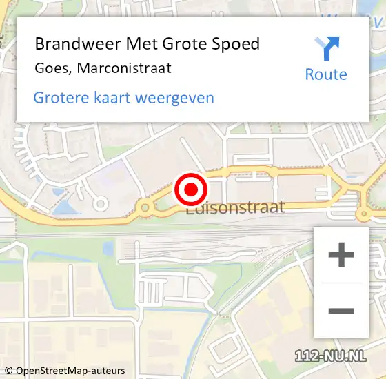 Locatie op kaart van de 112 melding: Brandweer Met Grote Spoed Naar Goes, Marconistraat op 9 oktober 2014 22:35