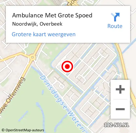 Locatie op kaart van de 112 melding: Ambulance Met Grote Spoed Naar Noordwijk, Overbeek op 18 juni 2024 20:55