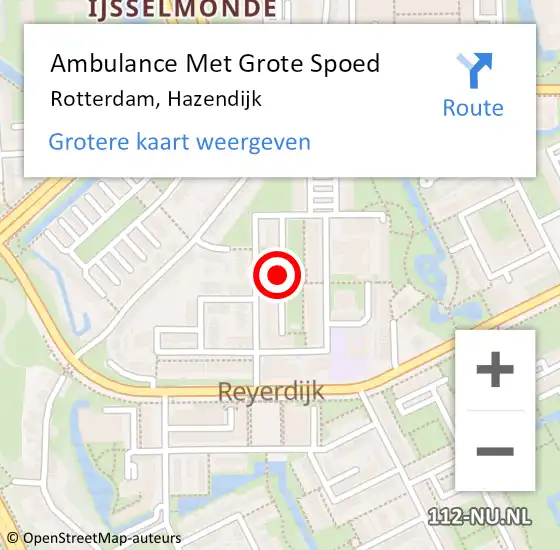 Locatie op kaart van de 112 melding: Ambulance Met Grote Spoed Naar Rotterdam, Hazendijk op 18 juni 2024 21:30