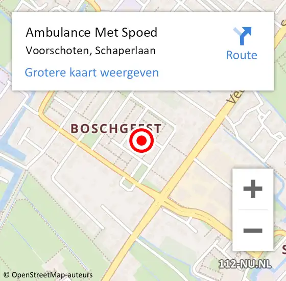 Locatie op kaart van de 112 melding: Ambulance Met Spoed Naar Voorschoten, Schaperlaan op 18 juni 2024 21:57