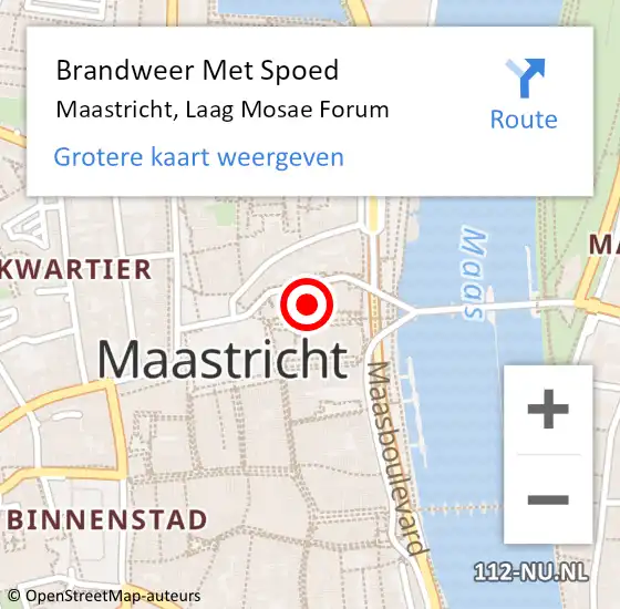 Locatie op kaart van de 112 melding: Brandweer Met Spoed Naar Maastricht, Laag Mosae Forum op 18 juni 2024 22:01