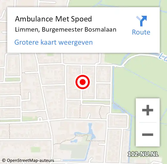 Locatie op kaart van de 112 melding: Ambulance Met Spoed Naar Limmen, Burgemeester Bosmalaan op 18 juni 2024 22:17