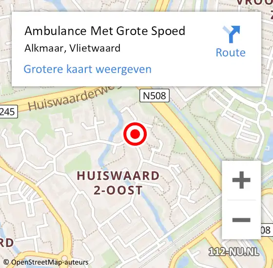 Locatie op kaart van de 112 melding: Ambulance Met Grote Spoed Naar Alkmaar, Vlietwaard op 18 juni 2024 22:17