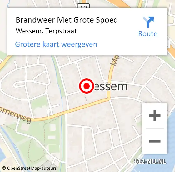 Locatie op kaart van de 112 melding: Brandweer Met Grote Spoed Naar Wessem, Terpstraat op 18 juni 2024 22:32