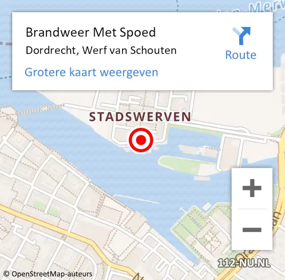 Locatie op kaart van de 112 melding: Brandweer Met Spoed Naar Dordrecht, Werf van Schouten op 18 juni 2024 22:54