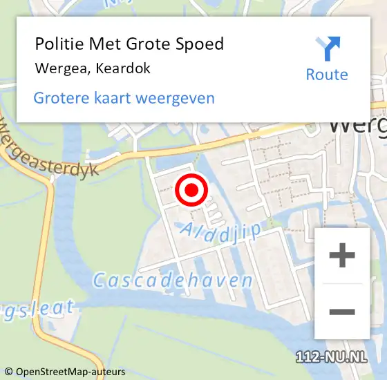 Locatie op kaart van de 112 melding: Politie Met Grote Spoed Naar Wergea, Keardok op 18 juni 2024 23:50