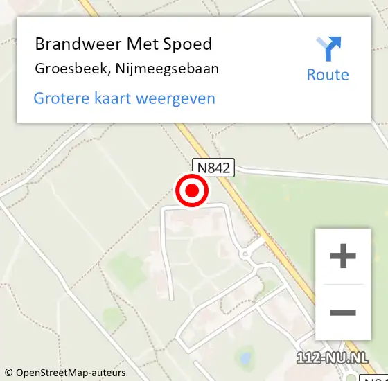 Locatie op kaart van de 112 melding: Brandweer Met Spoed Naar Groesbeek, Nijmeegsebaan op 18 juni 2024 23:53