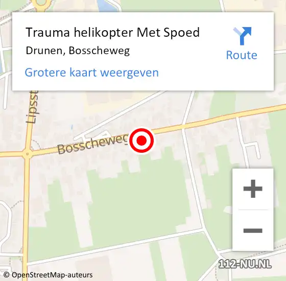 Locatie op kaart van de 112 melding: Trauma helikopter Met Spoed Naar Drunen, Bosscheweg op 18 juni 2024 23:58