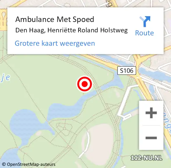 Locatie op kaart van de 112 melding: Ambulance Met Spoed Naar Den Haag, Henriëtte Roland Holstweg op 19 juni 2024 00:10