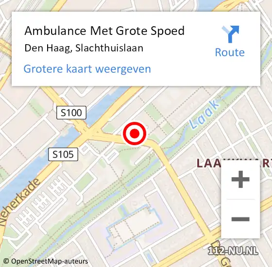 Locatie op kaart van de 112 melding: Ambulance Met Grote Spoed Naar Den Haag, Slachthuislaan op 19 juni 2024 00:14