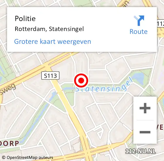 Locatie op kaart van de 112 melding: Politie Rotterdam, Statensingel op 19 juni 2024 01:08