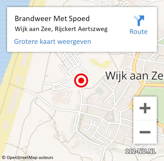 Locatie op kaart van de 112 melding: Brandweer Met Spoed Naar Wijk aan Zee, Rijckert Aertszweg op 19 juni 2024 01:10