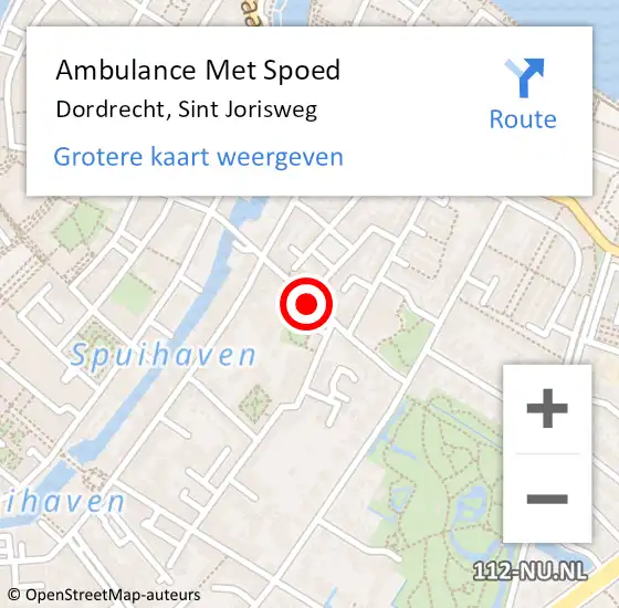 Locatie op kaart van de 112 melding: Ambulance Met Spoed Naar Dordrecht, Sint Jorisweg op 19 juni 2024 01:15