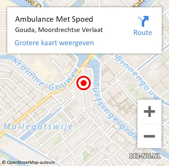 Locatie op kaart van de 112 melding: Ambulance Met Spoed Naar Gouda, Moordrechtse Verlaat op 9 oktober 2014 23:16