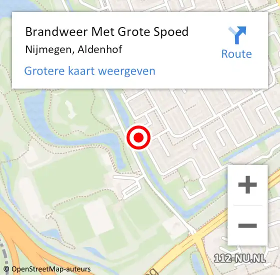 Locatie op kaart van de 112 melding: Brandweer Met Grote Spoed Naar Nijmegen, Aldenhof op 19 juni 2024 03:11