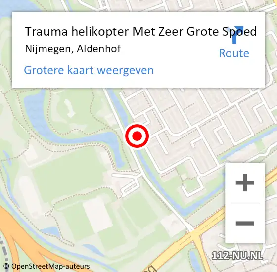 Locatie op kaart van de 112 melding: Trauma helikopter Met Zeer Grote Spoed Naar Nijmegen, Aldenhof op 19 juni 2024 03:15