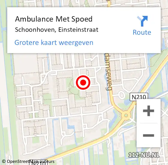 Locatie op kaart van de 112 melding: Ambulance Met Spoed Naar Schoonhoven, Einsteinstraat op 19 juni 2024 03:29