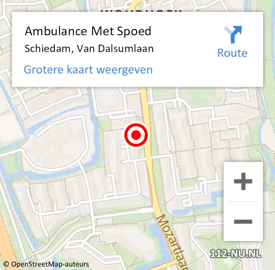 Locatie op kaart van de 112 melding: Ambulance Met Spoed Naar Schiedam, Van Dalsumlaan op 19 juni 2024 03:36