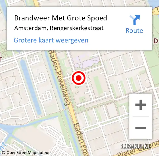 Locatie op kaart van de 112 melding: Brandweer Met Grote Spoed Naar Amsterdam, Rengerskerkestraat op 19 juni 2024 03:50