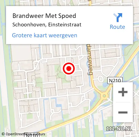 Locatie op kaart van de 112 melding: Brandweer Met Spoed Naar Schoonhoven, Einsteinstraat op 19 juni 2024 03:50