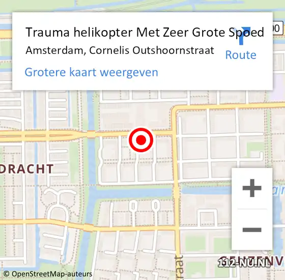 Locatie op kaart van de 112 melding: Trauma helikopter Met Zeer Grote Spoed Naar Amsterdam, Cornelis Outshoornstraat op 19 juni 2024 04:11