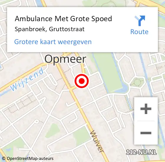 Locatie op kaart van de 112 melding: Ambulance Met Grote Spoed Naar Spanbroek, Gruttostraat op 19 juni 2024 04:23