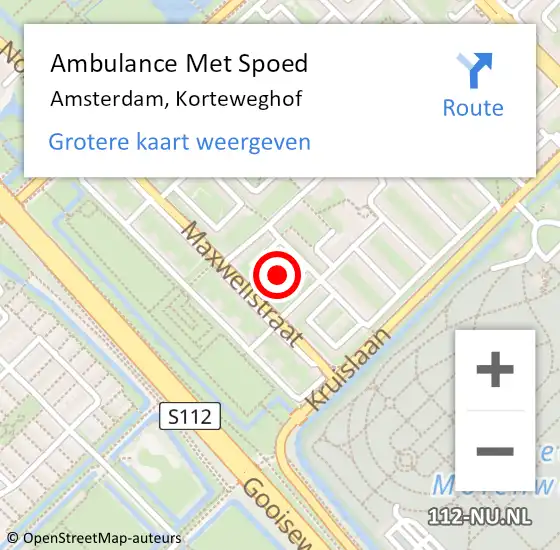 Locatie op kaart van de 112 melding: Ambulance Met Spoed Naar Amsterdam, Korteweghof op 19 juni 2024 05:24