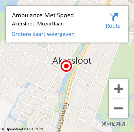 Locatie op kaart van de 112 melding: Ambulance Met Spoed Naar Akersloot, Mozartlaan op 19 juni 2024 05:42