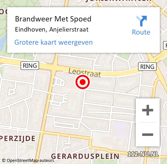 Locatie op kaart van de 112 melding: Brandweer Met Spoed Naar Eindhoven, Anjelierstraat op 19 juni 2024 05:59