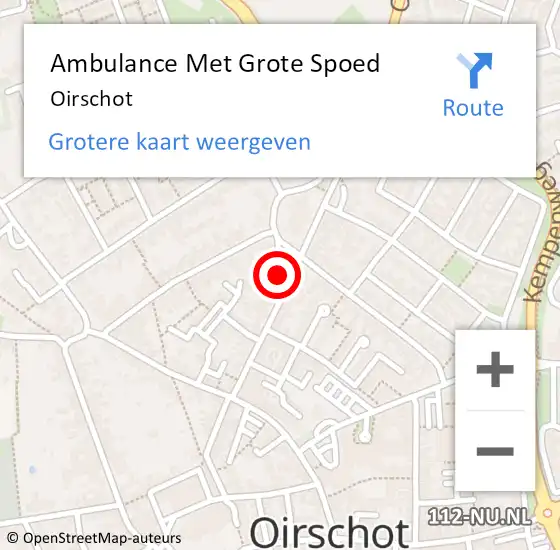 Locatie op kaart van de 112 melding: Ambulance Met Grote Spoed Naar Oirschot op 19 juni 2024 06:01